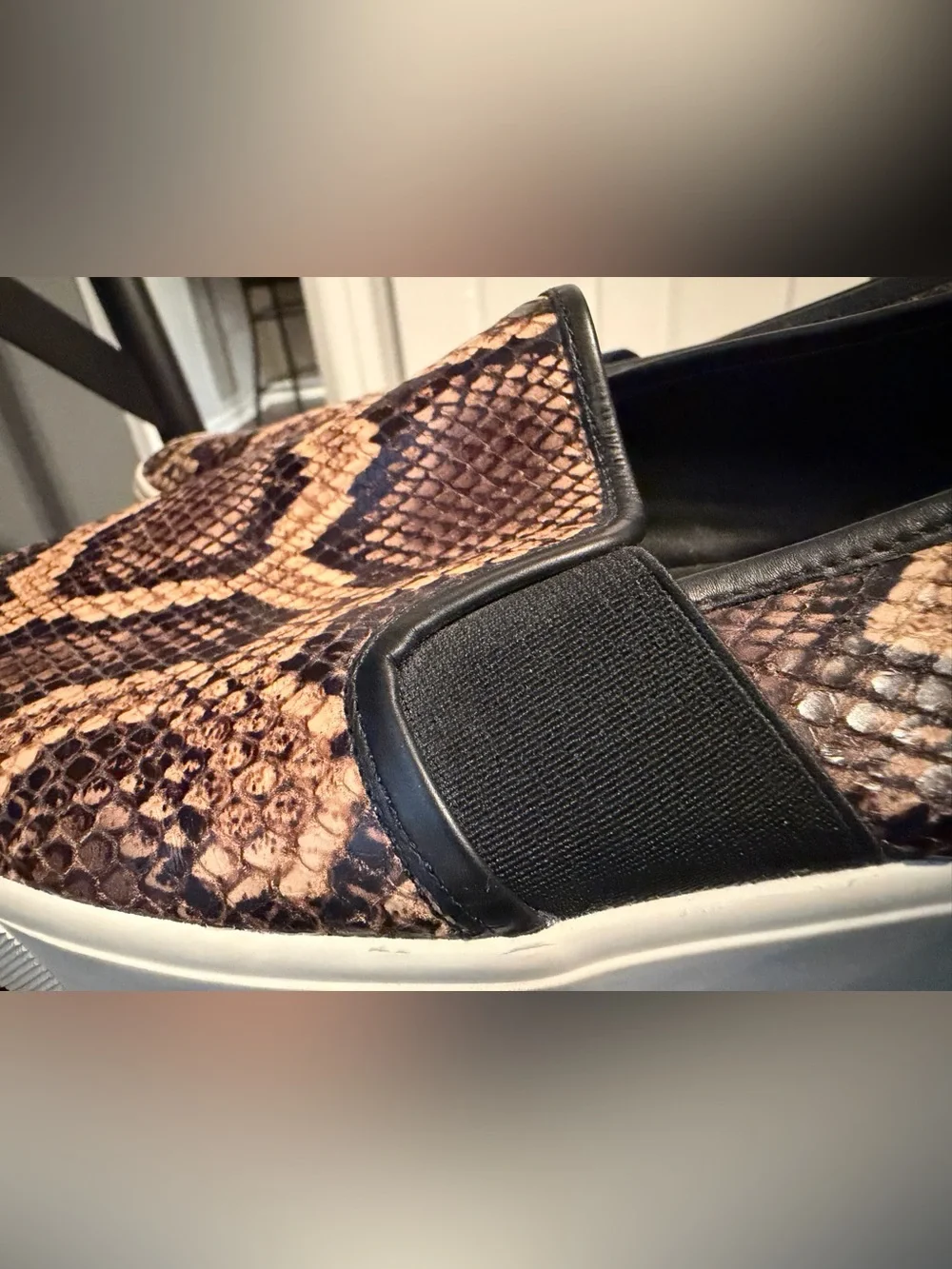 Vince Blair Leather Slip-On Sneakers (Senegal' / 'Brown Snakeskin) 9.5